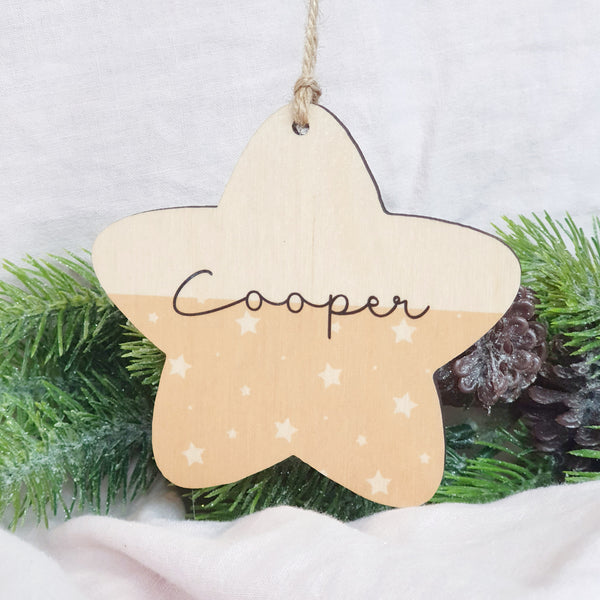 Wooden Star Decoration - Add a name