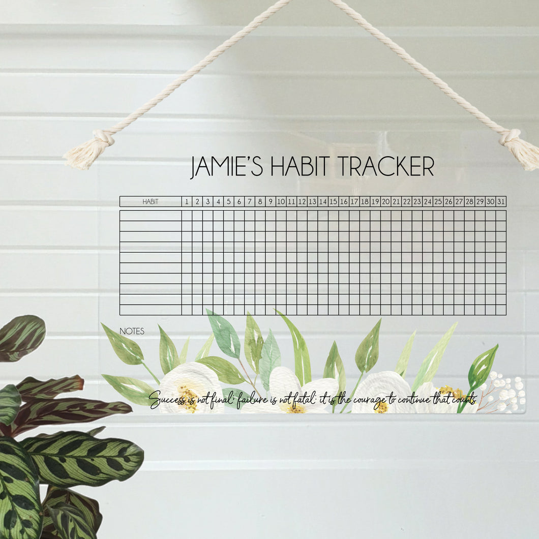 Goal Tracker Squares - White Florals